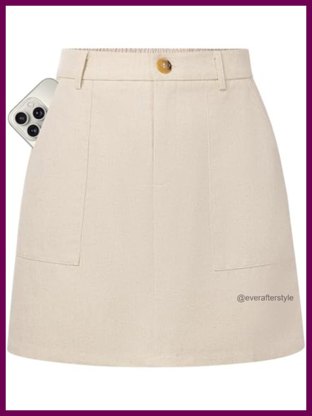 Linen Mini Skort with Built-in Shorts High Waisted A-Line